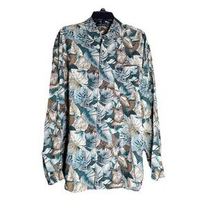 Vintage Guess by Georges Marciano Shirt Mens Sz 2 Rayon Leaves nature Tropic 90s